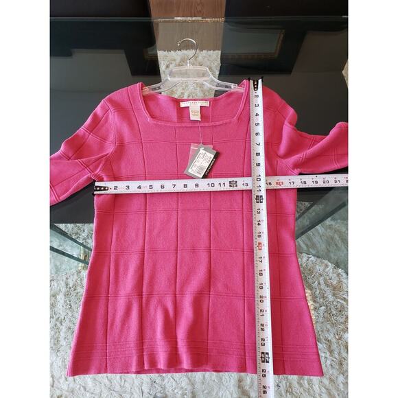 Geoffrey Beene Sweater Womens Size L Pink Casual 3/4 Sleeve Square Neck Pullover - Picture 8 of 13